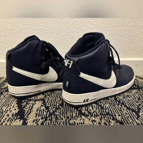 Nike Air Force Blue and White Leather High Top Sneakers Size 8 - Picture 2 of 7